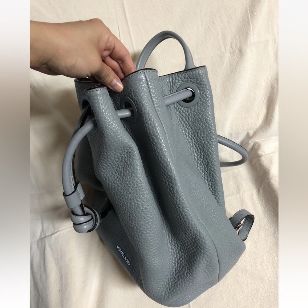 NWT Michael Kors Dalia Dusty Blue Leather Backpack Shoulder Bag - Picture 5 of 14